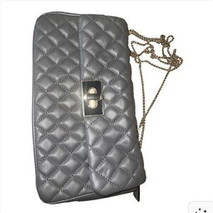 Elegant Quilted Gray Shoulder Bag